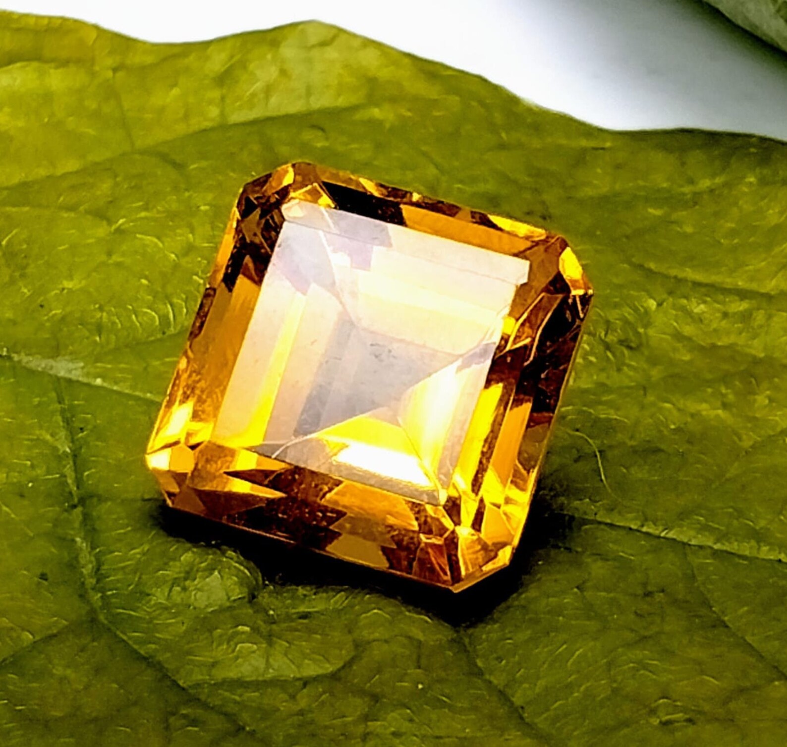 8 Ct AAA + Orange Topaz Square Shape Certified Loose Topaz Gemstone ...