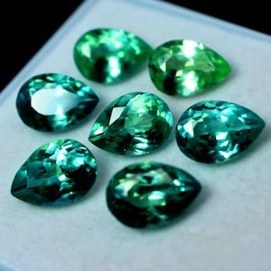 7 Pcs Ct Extremely Rare Certified Natural Grandidierite Greenish Montana Pear Shape Beautiful Cut Loose Grandidierite Gemstone For Jewelry