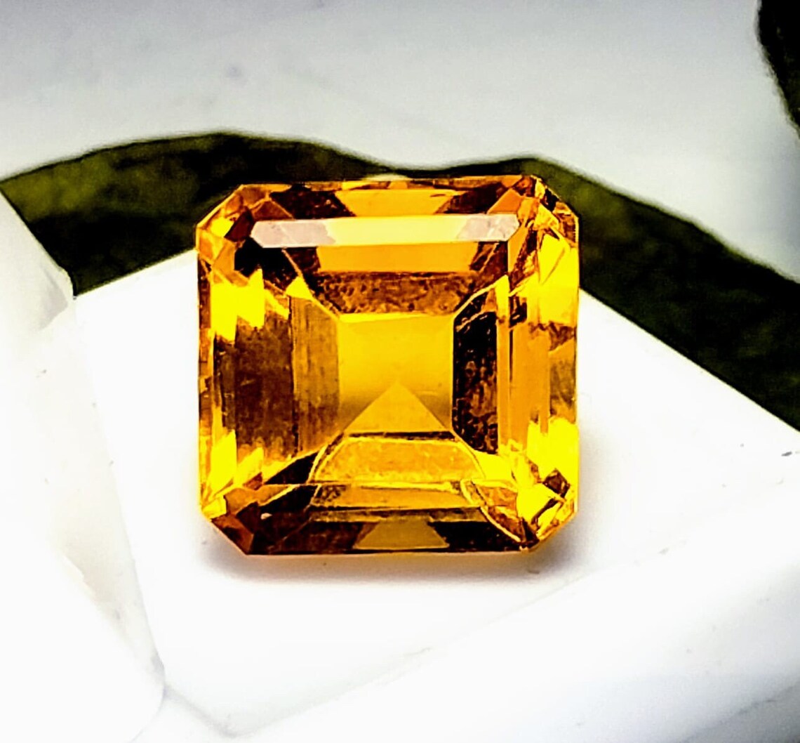 8 Ct AAA + Orange Topaz Square Shape Certified Loose Topaz Gemstone ...