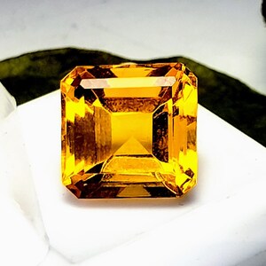 8 Ct AAA + Orange Topaz Square Shape Certified Loose Topaz Gemstone ...