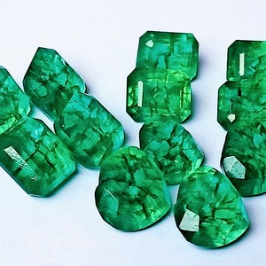 Certified Natural Colombia Green Emerald 8 Pcs Loose Gemstone For Ring Use Or Wedding Purpose Emerald Cut Loose Gemstone, gifts for her