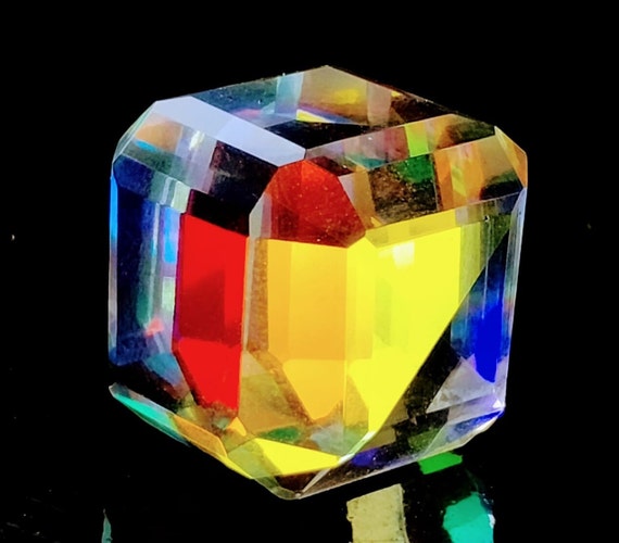 50+ Carat Natural Mystic Topaz Cube Cut Loose Gemstone - Rainbow Multicolor