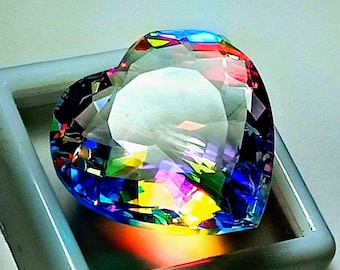 30 Ct AAA + Mystic Topaz Heart Shape Rainbow Color Certified Loose Gemstone Multicolored Quartz Best Personalized Gift