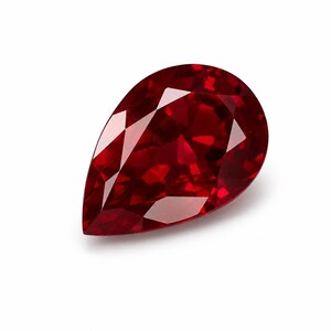 Rubí natural certificado de 8 quilates, forma de pera, rubí rojo sangre de paloma de Birmania, regalo de piedra preciosa suelta, corte princesa, regalo personalizado para ella/él ///