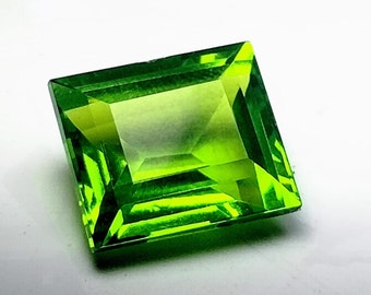 Precious 7 Ct Extremely Rare Natural Peridot Stone Excellent Green Peridot Square Emerald Cut CERTIFIED High Quality Free Standard Delivery