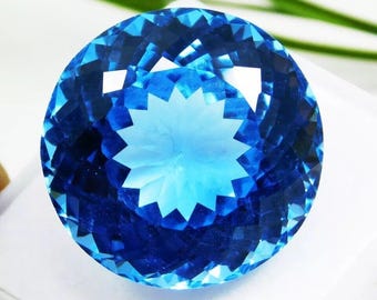 16 Ct AAA + Grade Natural Blue Aquamarine Huge Size Beautiful Cut Round Shape Certified Loose Gemstone For Pendants And Necklaces