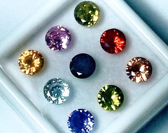 Certified 9 Pcs AA++ natural sapphire Round Shape Multicolor Sapphire Gemstone 5 MM Lot Sapphire Jewelry Special ring size Sapphire Lot !!