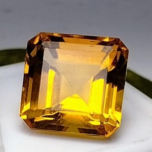 8 Ct AAA + Orange Topaz Square Shape Certified Loose Topaz Gemstone ...
