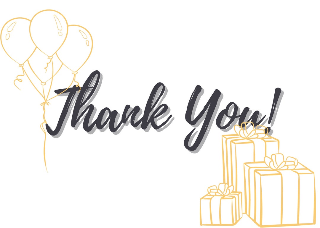 Birthday Thank You Card, 5 by 7 Inches, Instant Download - Etsy