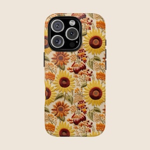 Fall Floral iPhone Case: Vintage Wildflower Embroidery Design