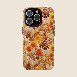 Fall Floral iPhone Case: Vintage Wildflower Embroidery Design