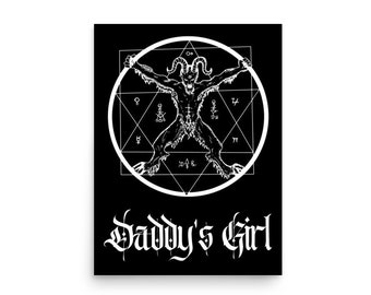 Daddy's Girl poster, gothic satan poster, devil decor, gothic decor, satan wall art, gothic wall art