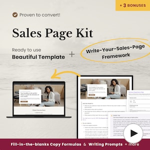 Sales Page Template with Copywriting Guide, Coaching & Course Elementor Template, Landing Page Wordpress, Writing Prompts, Sales Page Kit