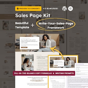 Sales Page Template | Elementor Pro WordPress | Sales Funnel | Copywriting Guide | Business Coach, Online Course, Digital Product
