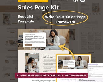 Sales Page Template | Elementor Pro WordPress | Sales Funnel | Copywriting Guide | Business Coach, Online Course, Digital Product