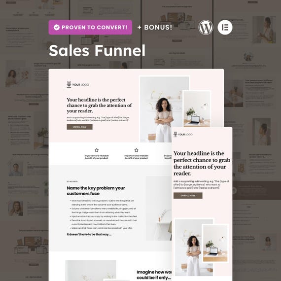 Feminine Elementor Pro Sales Funnel Template for Coaches & Creators