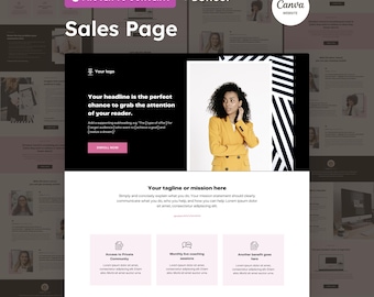 Plantilla de página de ventas de Canva: página de destino para cursos y coaching online
