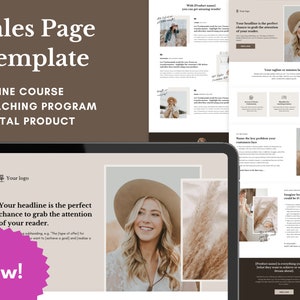 Canva Sales Page Template for Coach, Landing Page, Website Template, Sales Page Online Course or Coaching