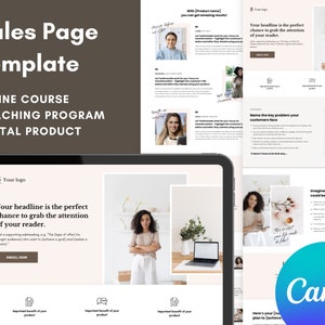 Verkooppaginasjabloon Canva | Sjabloon voor website-bestemmingspagina's voor Canva I Bewerkbaar I Sjabloon voor online cursuslancering | | Sjablonen voor het maken van cursussen