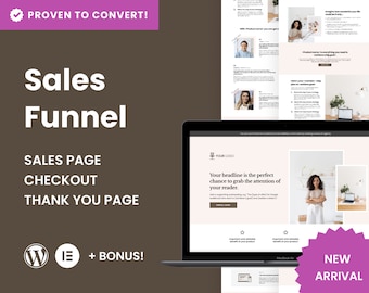 Sales Funnel Template I Wordpress Elementor Template I Coaching, Course Creators, Digital Product Sellers I  Feminine Sales Page Design