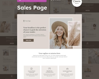 Plantilla de página de ventas de Canva: página de destino para cursos y coaching online
