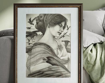 片面描画鉛筆フレーム 30 x 40 cm 手描き ユニーク - Etsy 日本