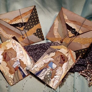 cartes de vœux faites à la main avec motif d'ange, carte de Noël vintage dans le style d'un journal indésirable, art multimédia comme joli cadeau, collage d'art