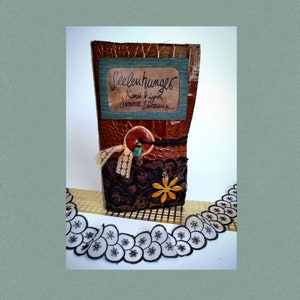 Poetry Junk Journal - libro fatto a mano con copertina in pelle, disegni originali e poesie, bella idea regalo per i fan del vintage