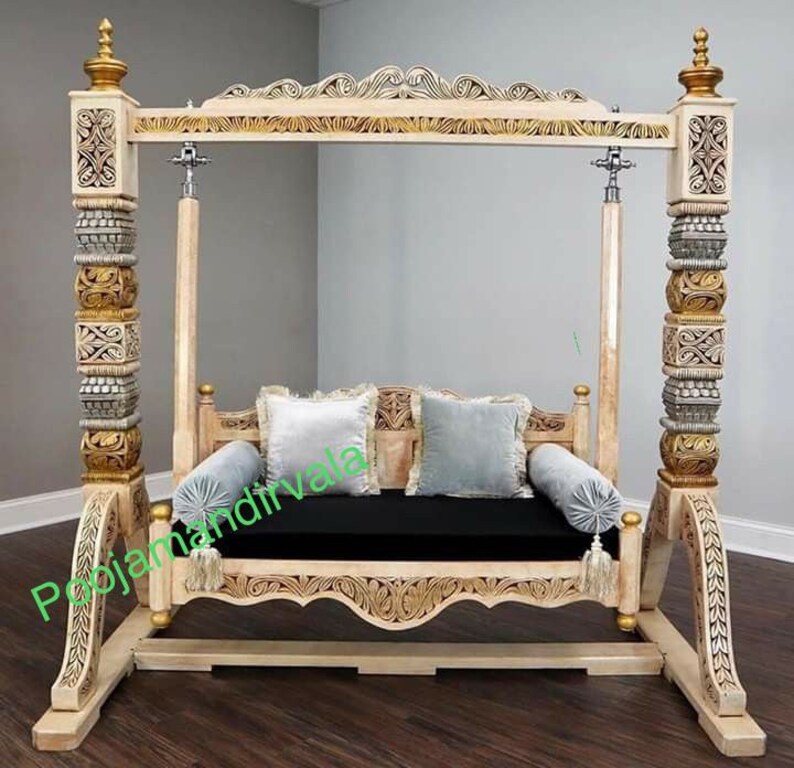 Natural Teak Wood Swing Carved Swing Jhula for Home Etsy