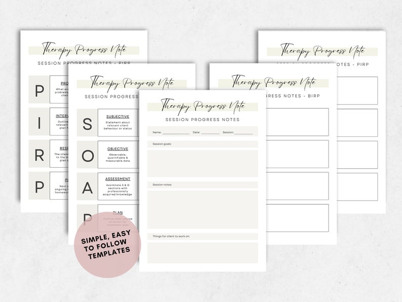 Therapy Progress Note Template: 7-Page Psychotherapy Forms (PDF)