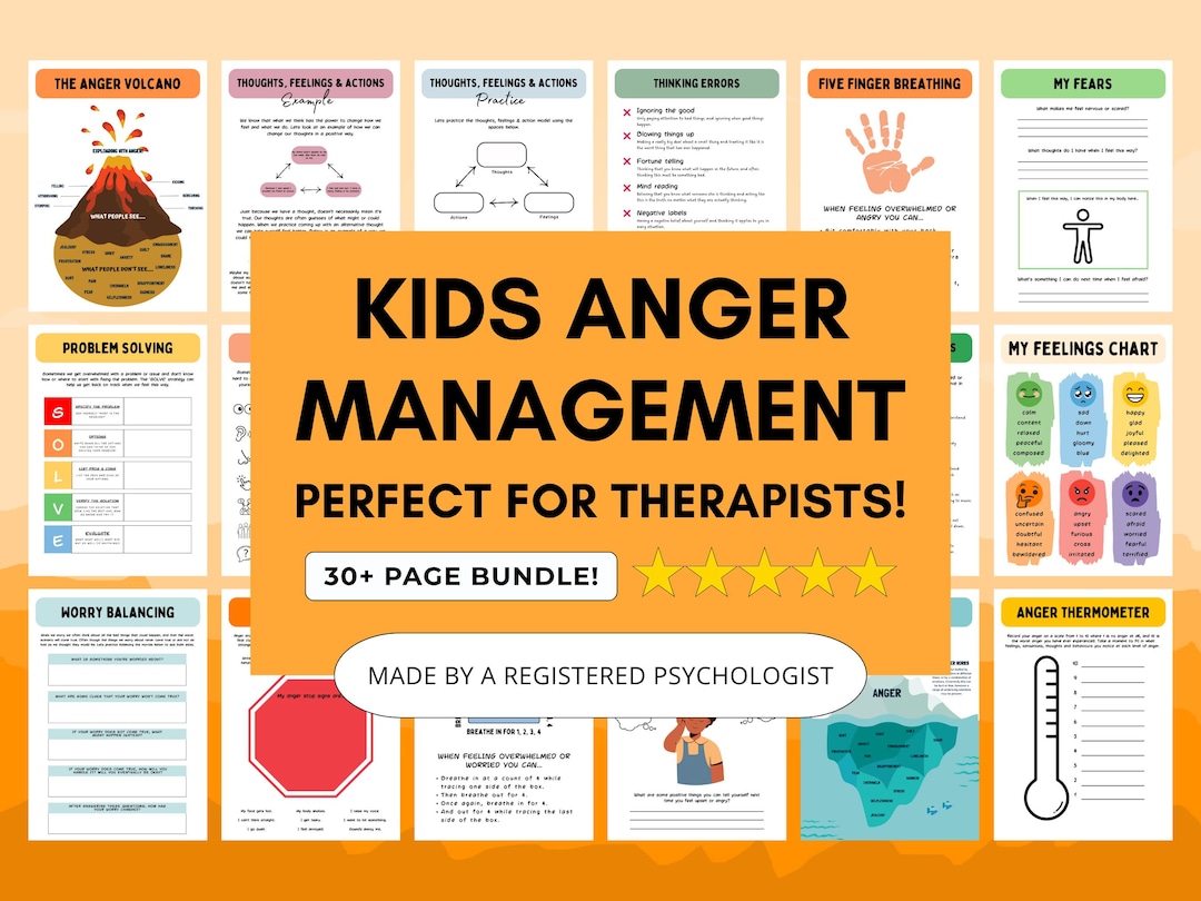 Kids Anger Management Worksheets: Therapy Coping Skills PDF Digital ...