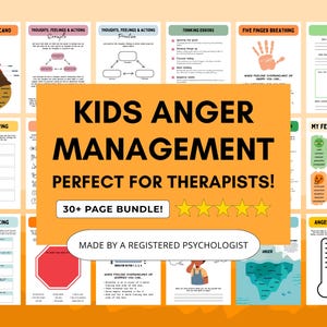 Kids Anger Management Worksheets: Therapy Coping Skills PDF Digital Download (Printable & Fillable)