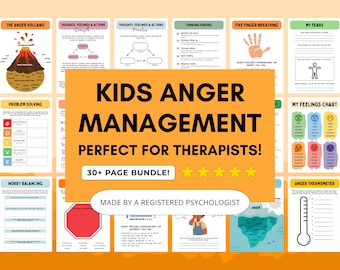 Kids Anger Management Worksheets: Therapy Coping Skills PDF Digital Download (Printable & Fillable)