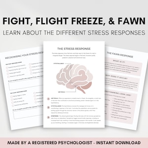 Fight Flight Freeze Fawn: Stress Response Worksheet Bundle (digital ...