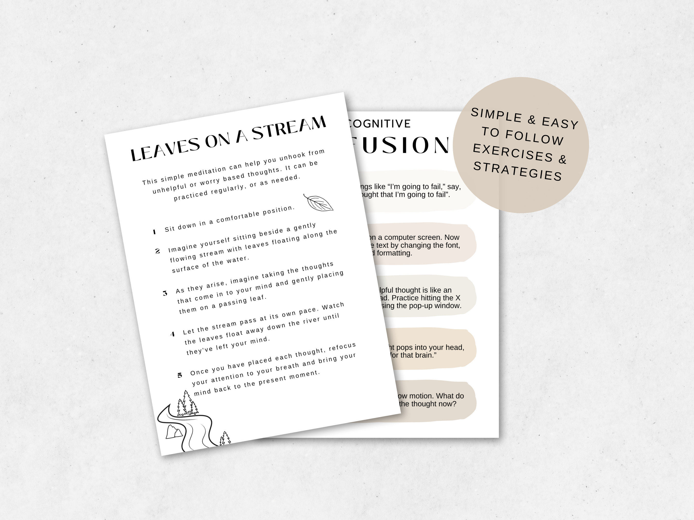 Cognitive Diffusion Worksheets.pdf Mindfulness & Grounding Worksheets With Dropping Anchor and Cognitive ...
