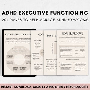ADHD Executive Functioning Worksheets for Therapist, Emotional Regulation for Adults, Counselor Workbook for Client with ADHD Symptoms