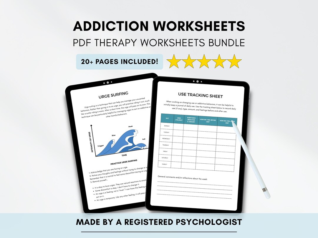 Addiction Worksheet Bundle: CBT Relapse Prevention (PDF Printable ...