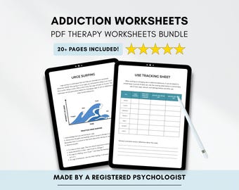 Addiction Worksheet Bundle: CBT Relapse Prevention (PDF Printable/Fillable)