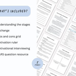 Stages of Change Worksheets With Motivational Interviewing & OARS ...