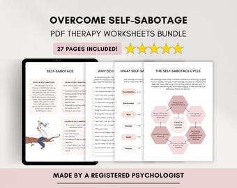 Self-Sabotage Worksheets for Overcoming Procrastination & Building Self-Esteem (Digital Download)