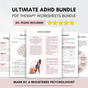 Pacchetto di terapia per l'ADHD con schede di lavoro per la diagnosi tardiva in adulti e adolescenti (download digitale in PDF)