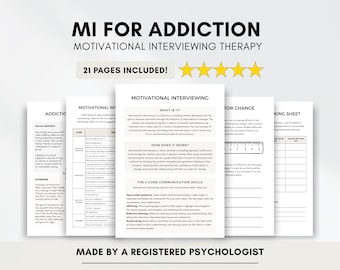 Addiction Therapy Worksheets: Motivational Interviewing Bundle (PDF Printable & Fillable)