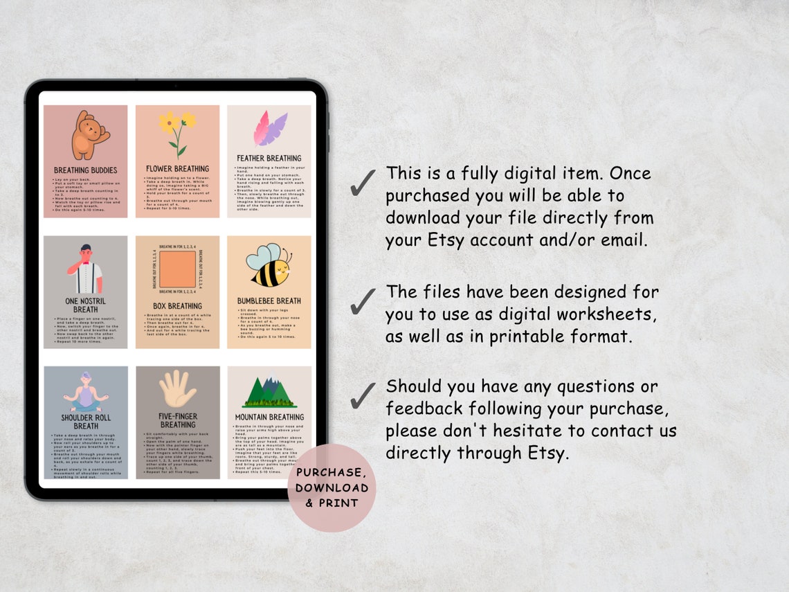 Kids Coping & Breathing Cards for Anxiety Relief and Emotional ...