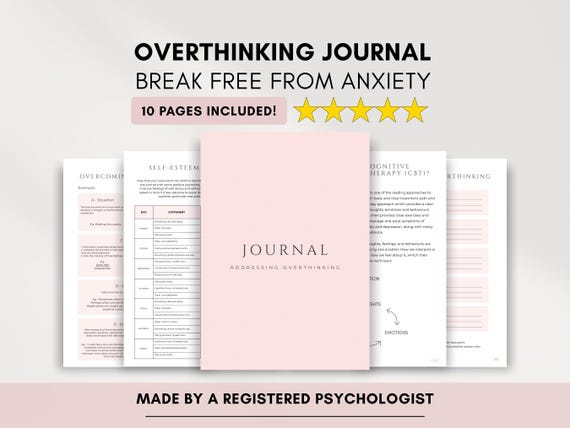 Overthinking Journal for Stress Management & Overcoming Anxiety (PDF Digital Download)