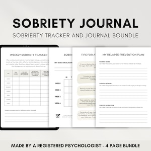 Sobriety Journal & Tracker Bundle: CBT Addiction Recovery Worksheets
