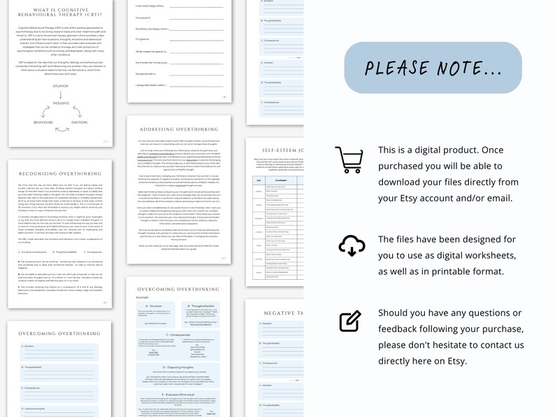 Anxiety Journal and Worksheets for Overthinking and Negative Thoughts