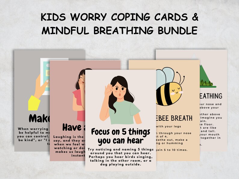 Kids Coping & Breathing Cards for Anxiety Relief and Emotional ...