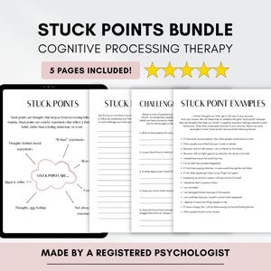 Hojas de trabajo de trauma de CPT: puntos de estancamiento, desencadenantes, TEPT (imprimibles y rellenables)