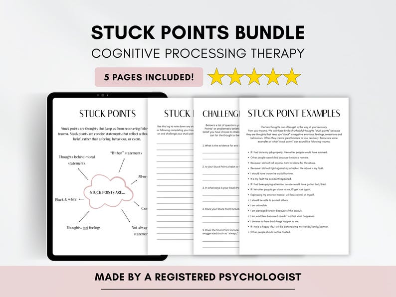 CPT Trauma Worksheets: Stuck Points, Triggers, PTSD