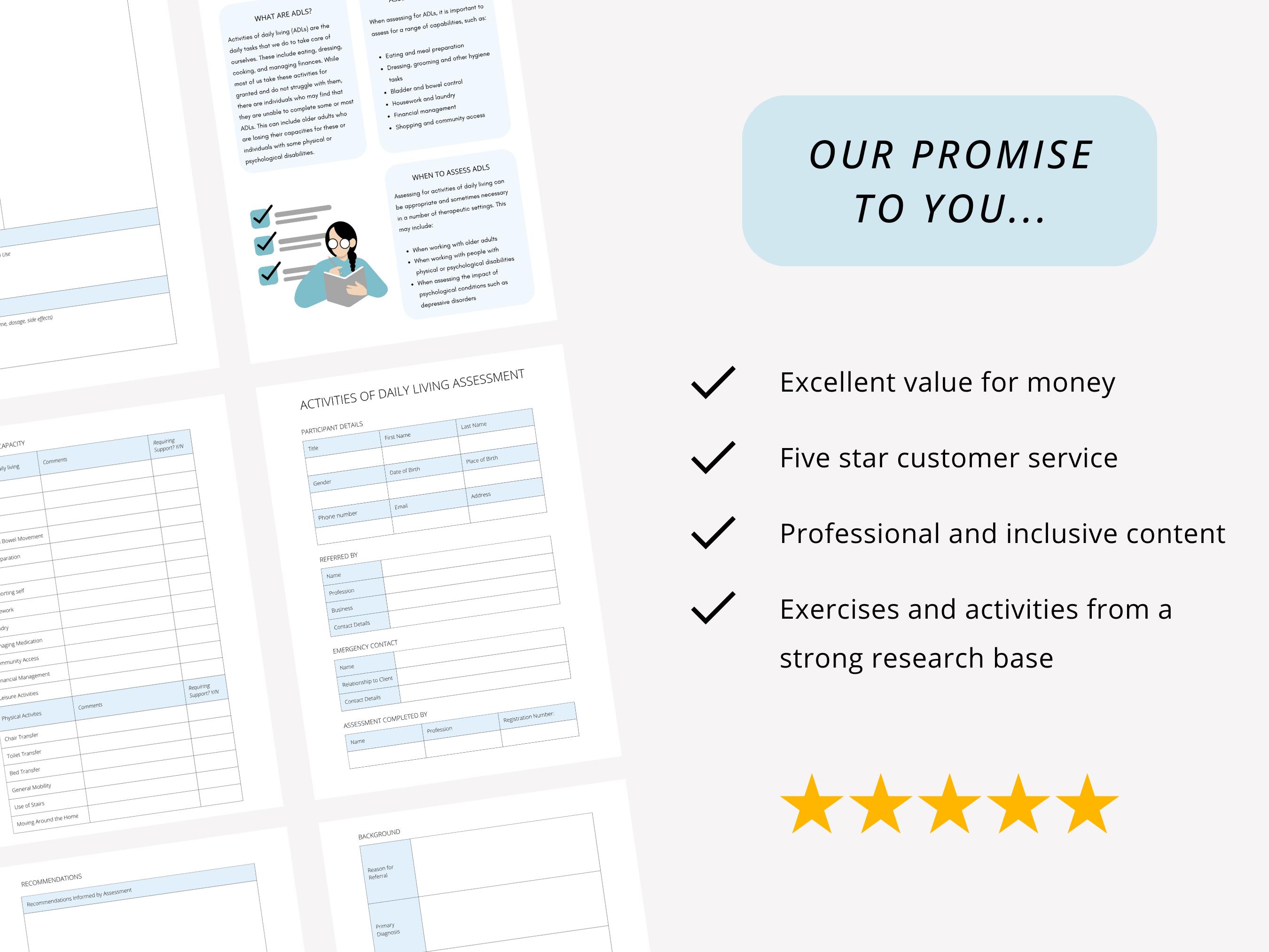 Daily Living Therapy ADL Assessment Template, Canva Editable PDF ...